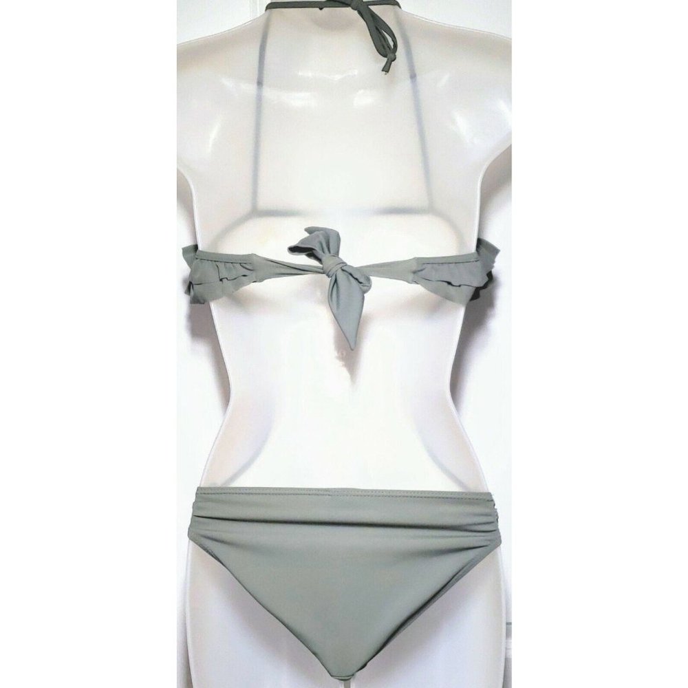 Seafolly Australia Swimsuit Size US 6 / AU 10 Grey Green Cutout Ruffle One Piece - Picture 4 of 11